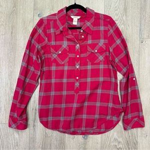 Sundance pink flannel half button down shirt